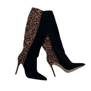 Jessica Simpson Black and Leopard Knee High Boots